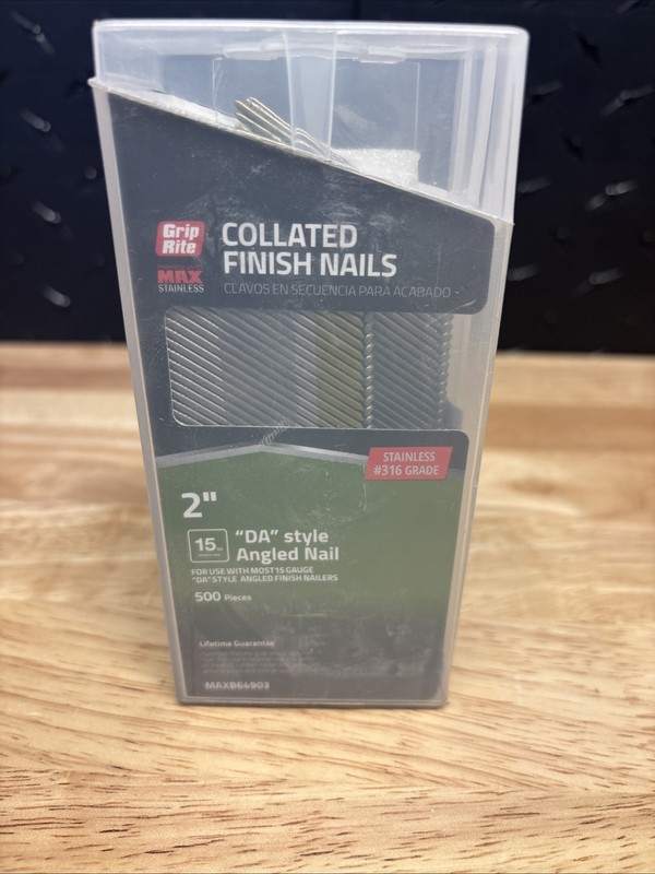 Grip-Rite MAXB64903 Angled Strip Finish Nails, 2 “- 15 Gauge(500 Pieces) Per Box gallery