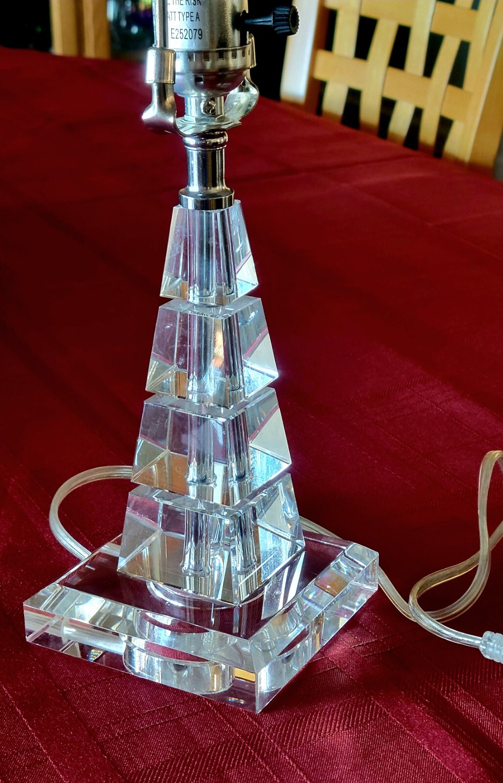 Crystal Table Lamp Stacked Pyramid Art Deco Hollywood Regency Sparkle Excell A3 gallery
