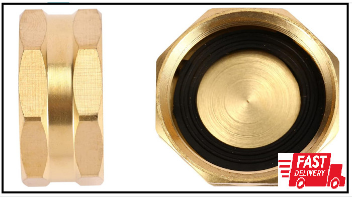 2 Pack Garden Hose End Caps with Washers, Brass Spigot Cap, 3/4" Female End Cap gallery
