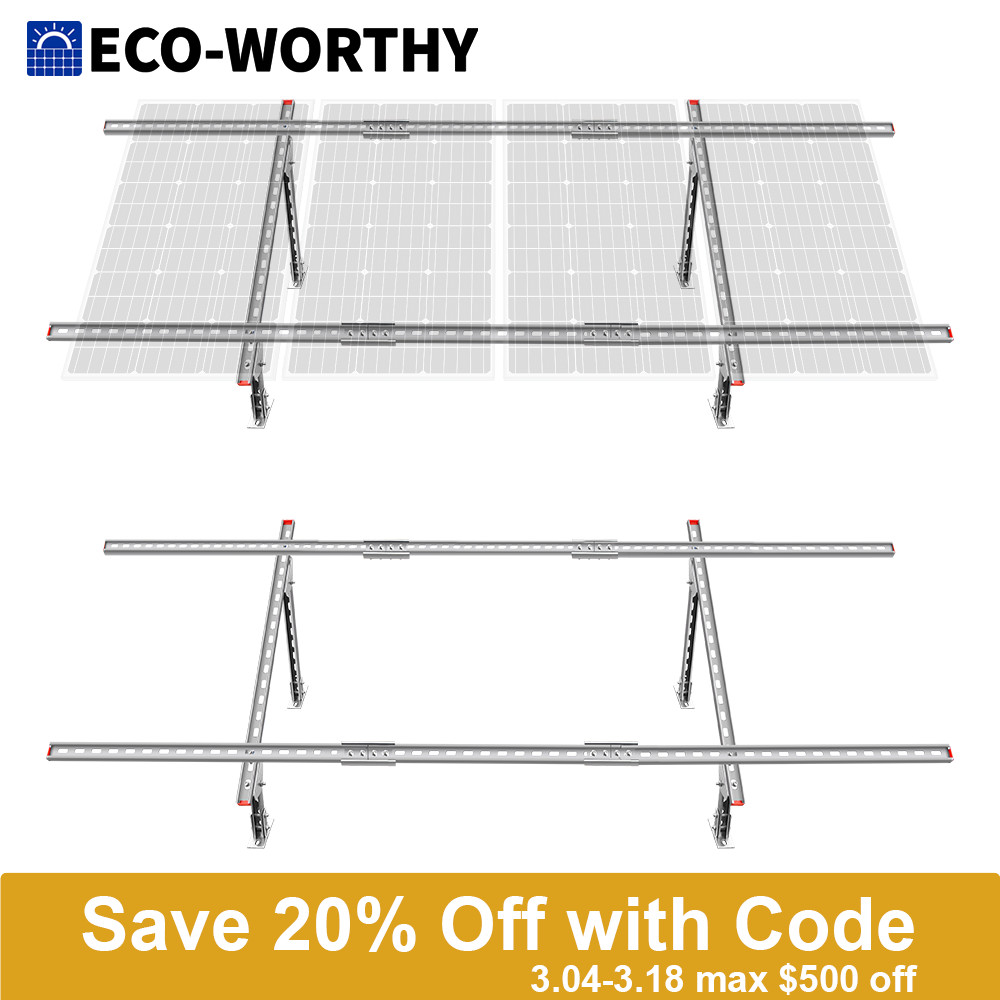ECO-WORTHY Adjustable Solar Panel Mounting Brackets Kit System for 4PCS Panels gallery