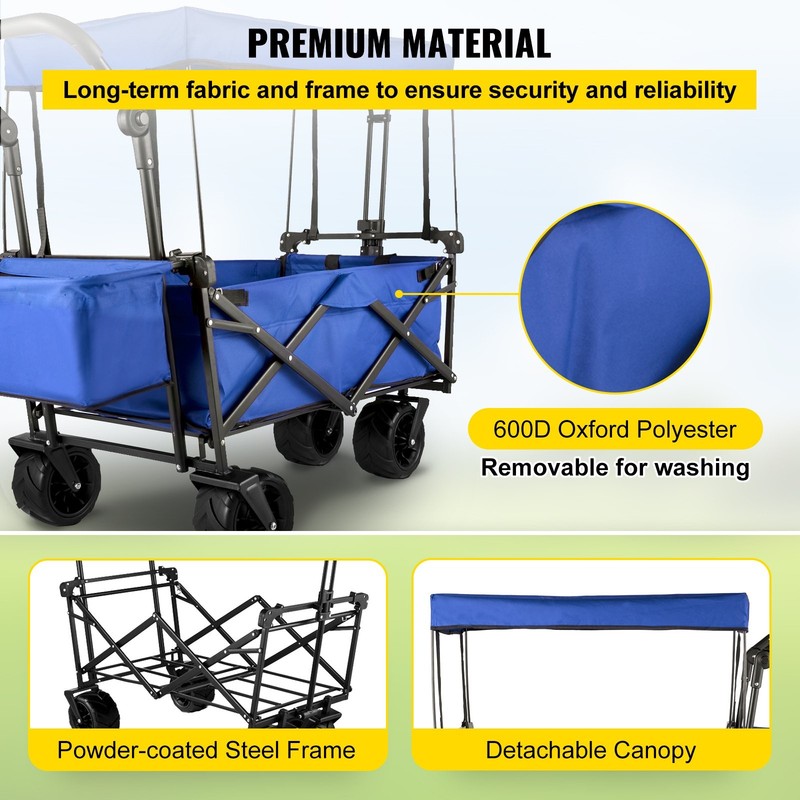 Extra Large Collapsible Garden Cart with Removable Canopy, Folding Wagon Utility gallery