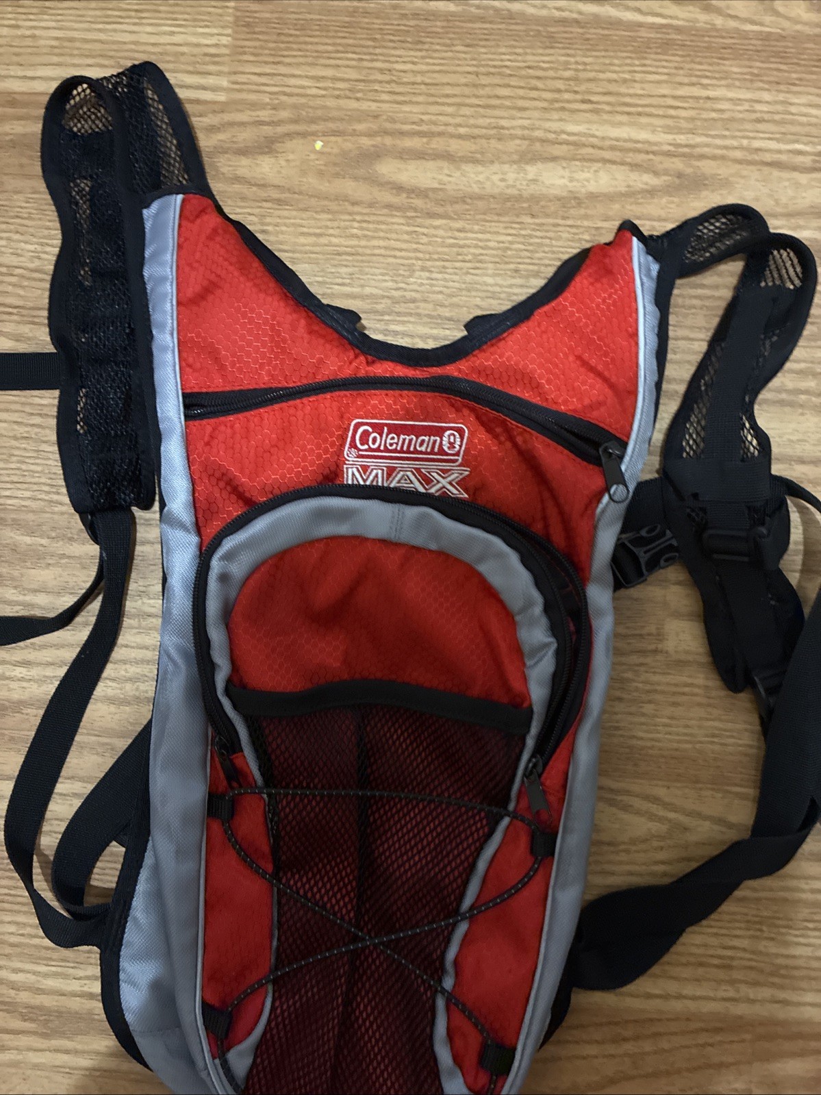 Coleman Max Hydration Red Backpack with Chest & Waist Clips, Missing Bottle