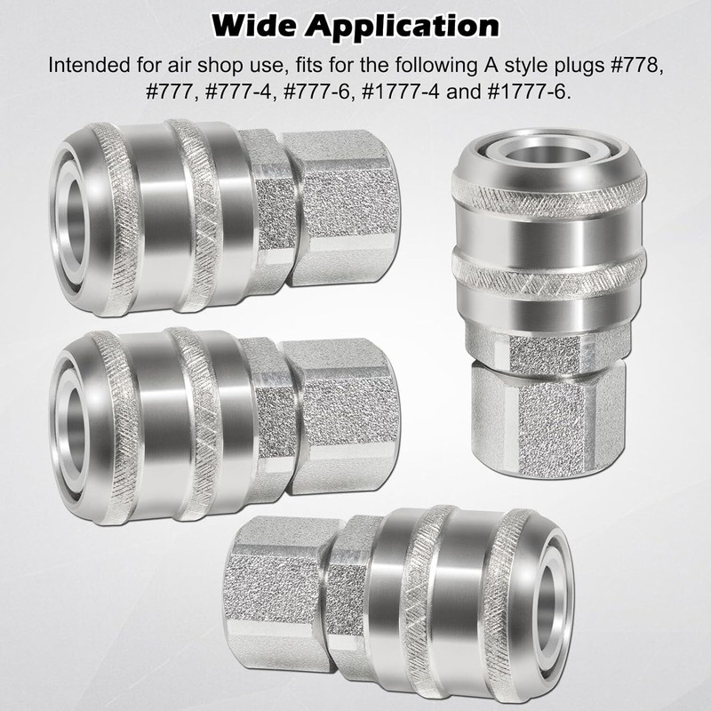 S775 A-Style Air Coupler Push Type 1/4" FNPT NPT Female Pack of 4 gallery