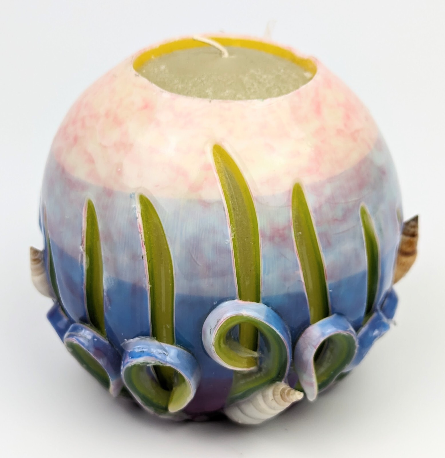 Seashell Glow City Candles Hand-Carved Pink/Blue 100% Paraffin Wax Scent Free gallery