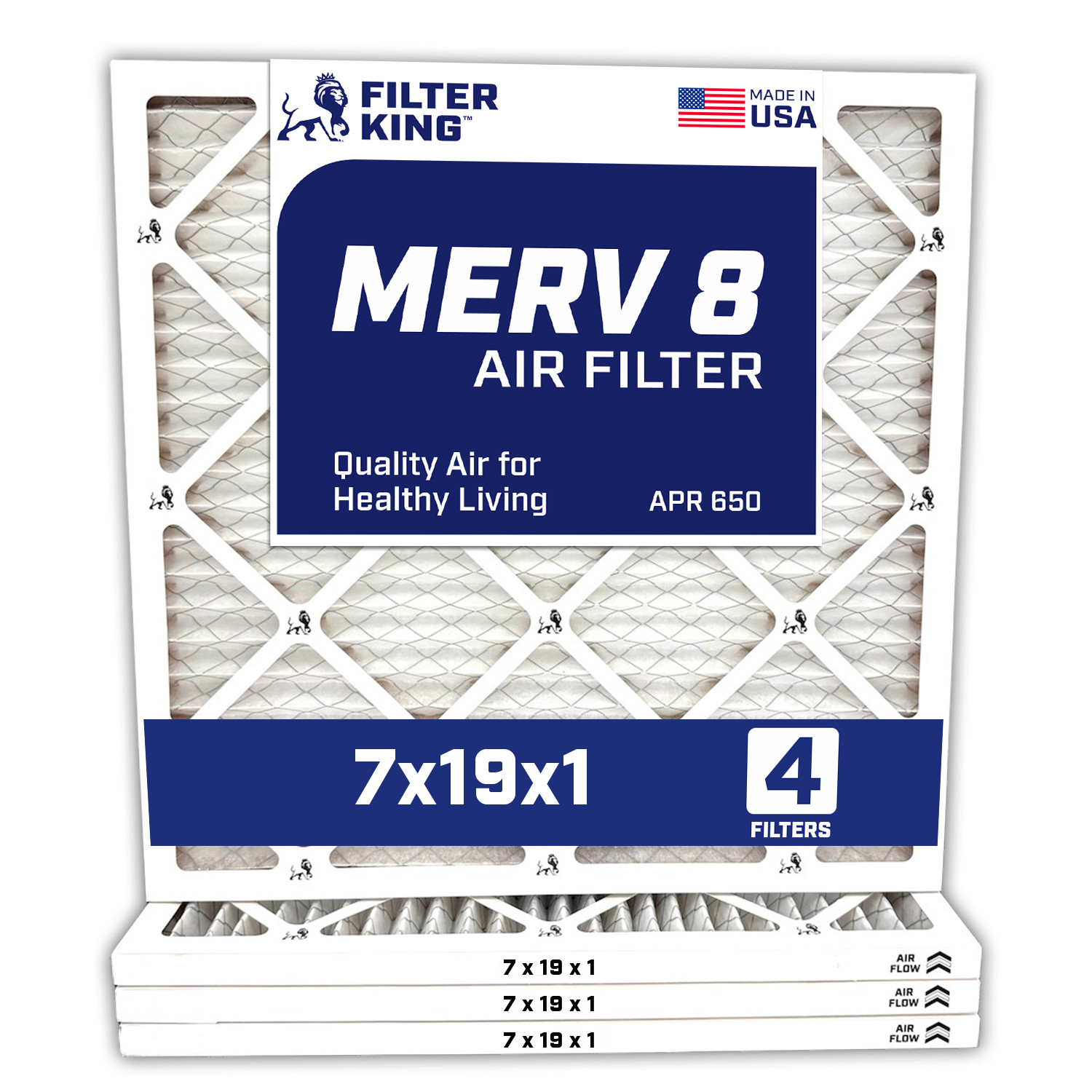 Filter King 7x19x1 Air Filter 4-PACK MERV 8 Actual Size 7 x 19 x .75" gallery