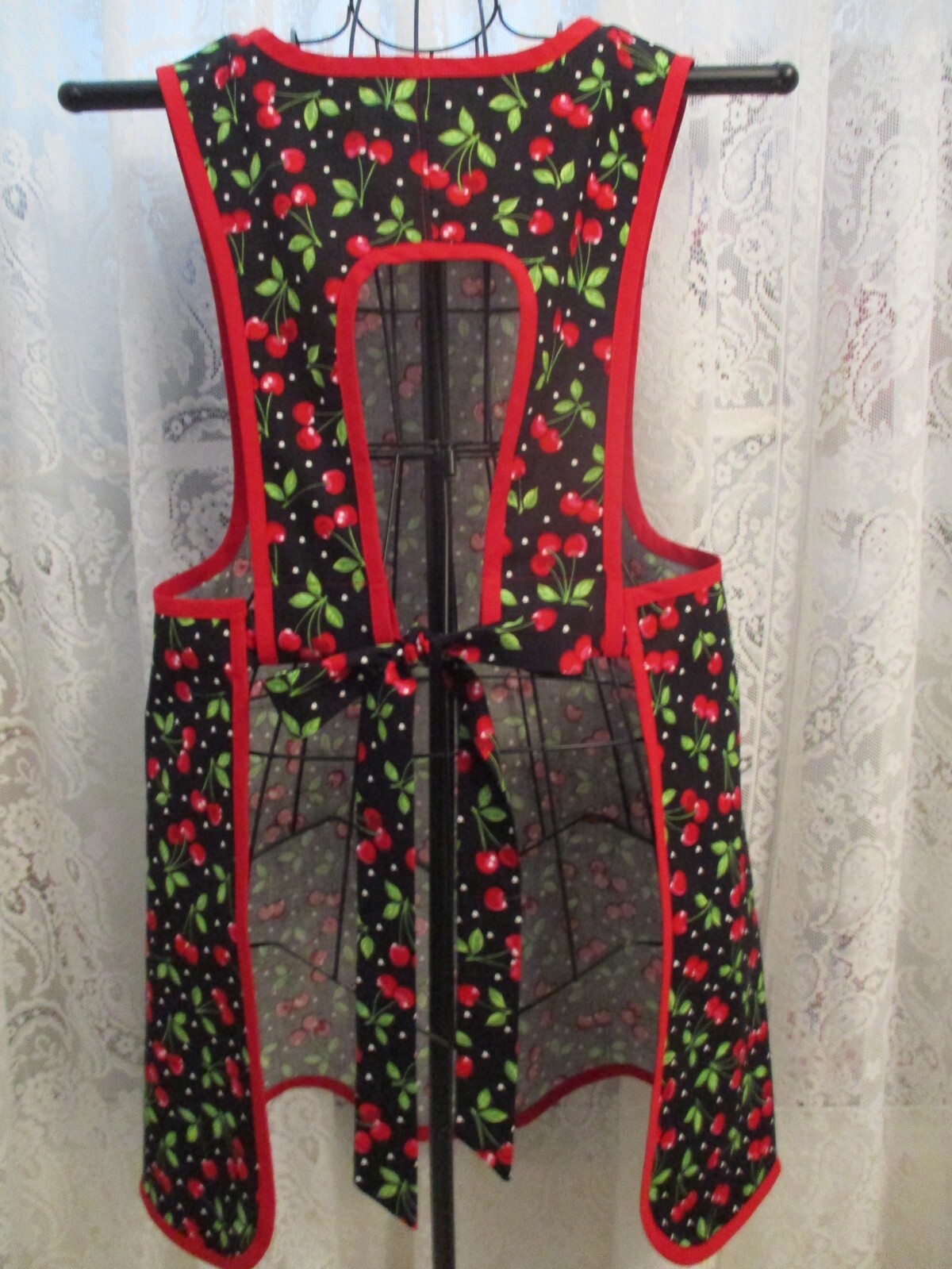 CHERRIES PRINT H-BACK APRON gallery