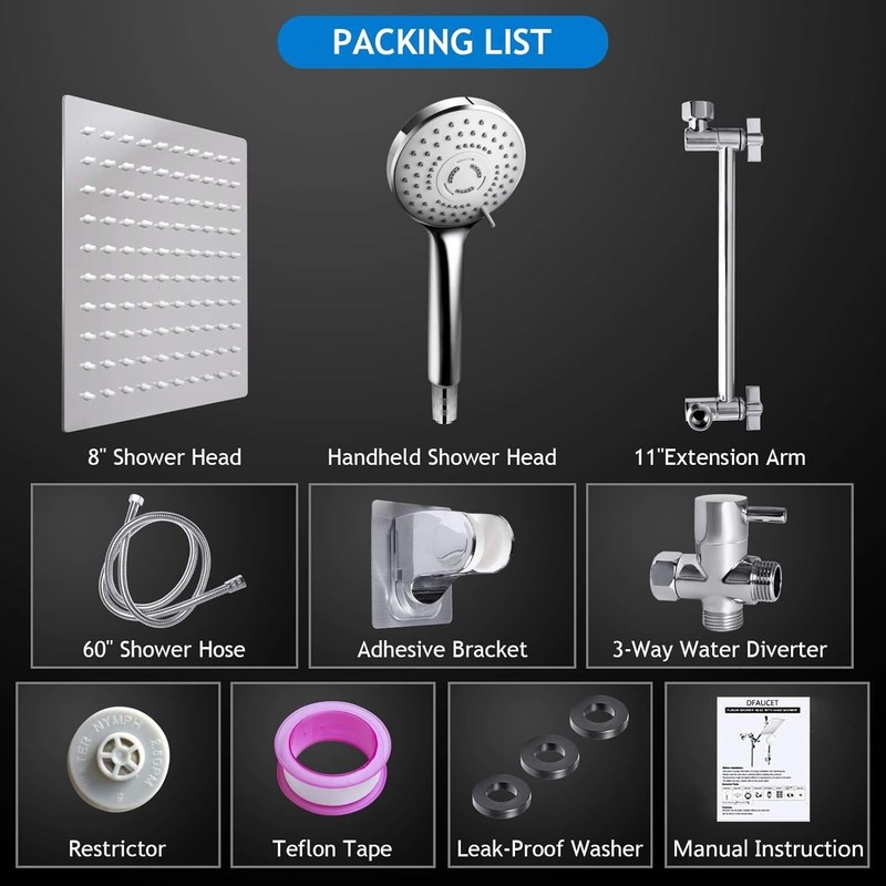Shower Head with Handheld Spray Combo with 11'' Angle Adjustable Extension Arm gallery