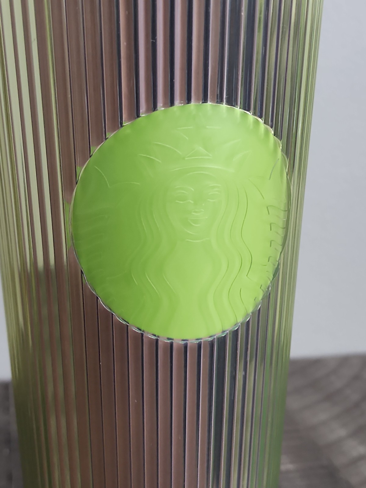 Starbucks 2025 Neon Transparent Lime Lilac Pleated Striped Venti Tumbler 24oz gallery