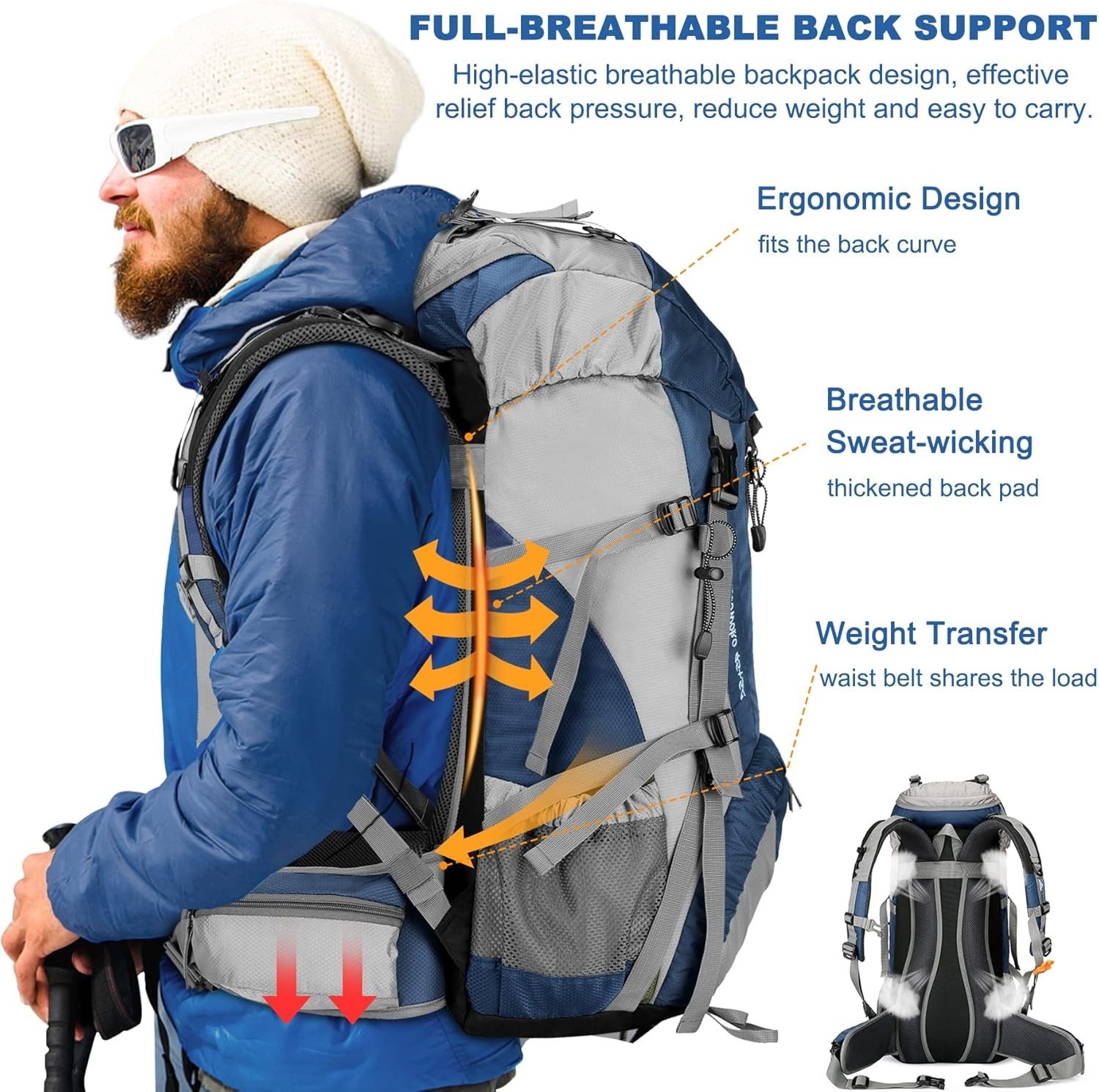 Comfortable 50L Backpack with Breathable Straps - Ideal for Outdoor Exploration 5