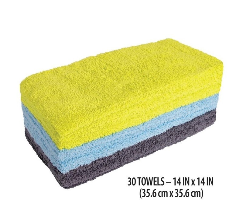 Auto Drive Multipurpose Microfiber Towels, 14" x 14", Multicolor, 30-Pack gallery