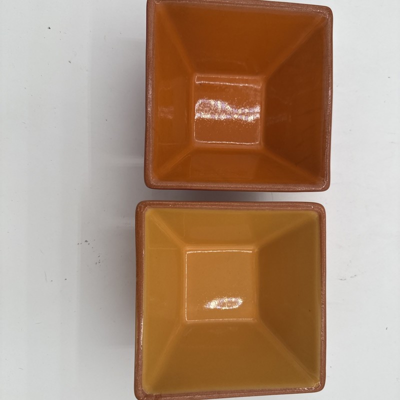 2 -Crate & Barrel 5” Square Red/Orange & Orange/Yellow Used See Description/Pic gallery