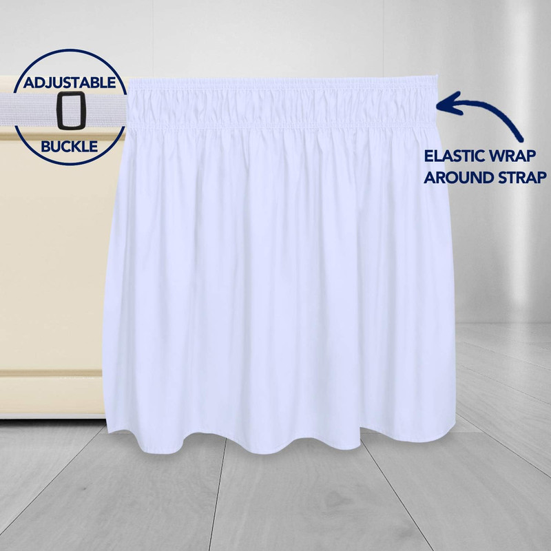 Wrap around Ruffled Bed Skirt with Adjustable Elastic Belt - 18 Inch Drop Easy t gallery