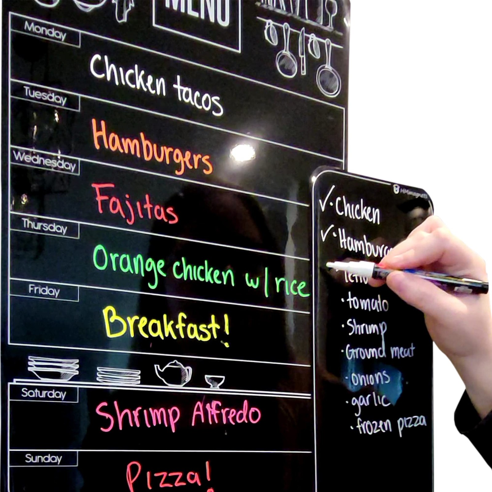 Cute 10"x16" Magnetic Dry-Erase Weekly Menu Blackboard for Kitchen Black gallery