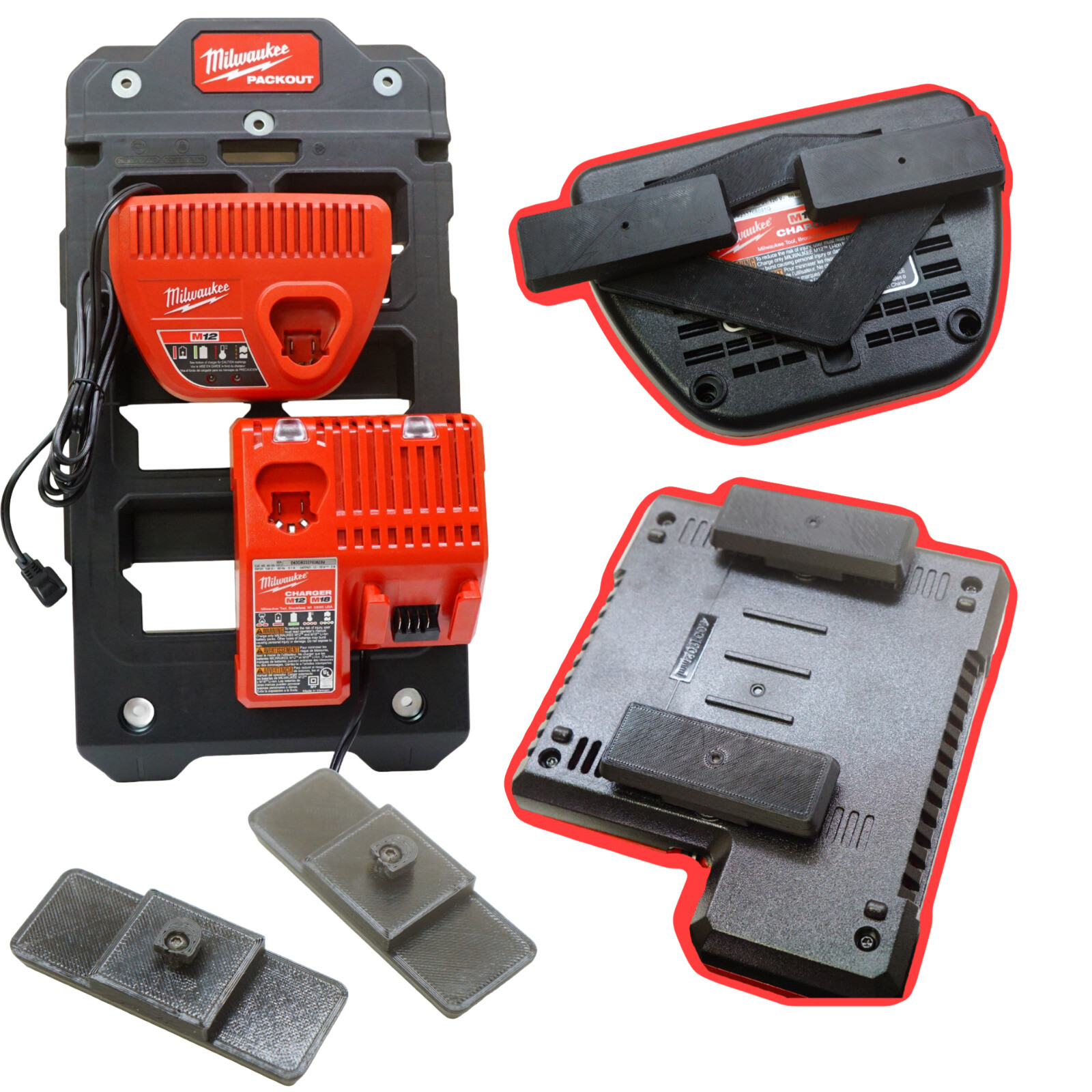 M12 M18 Battery Charger Mount Milwaukee Compact Wall Plate PACKOUT 48-22-8486 gallery