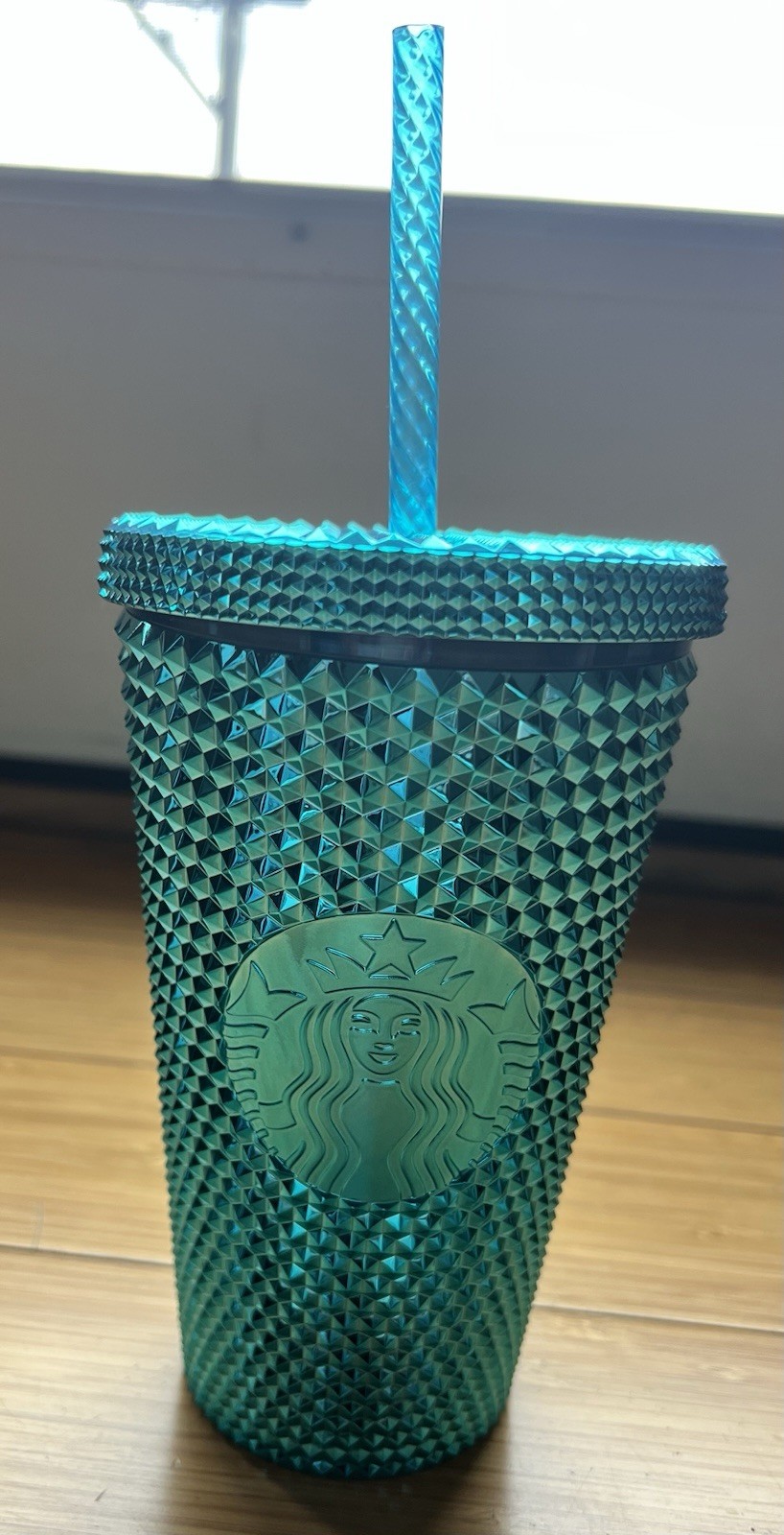 Starbucks 16oz Blue Splash Chrome Bling Tumbler Aqua Blue Spiked Hard To Find! gallery