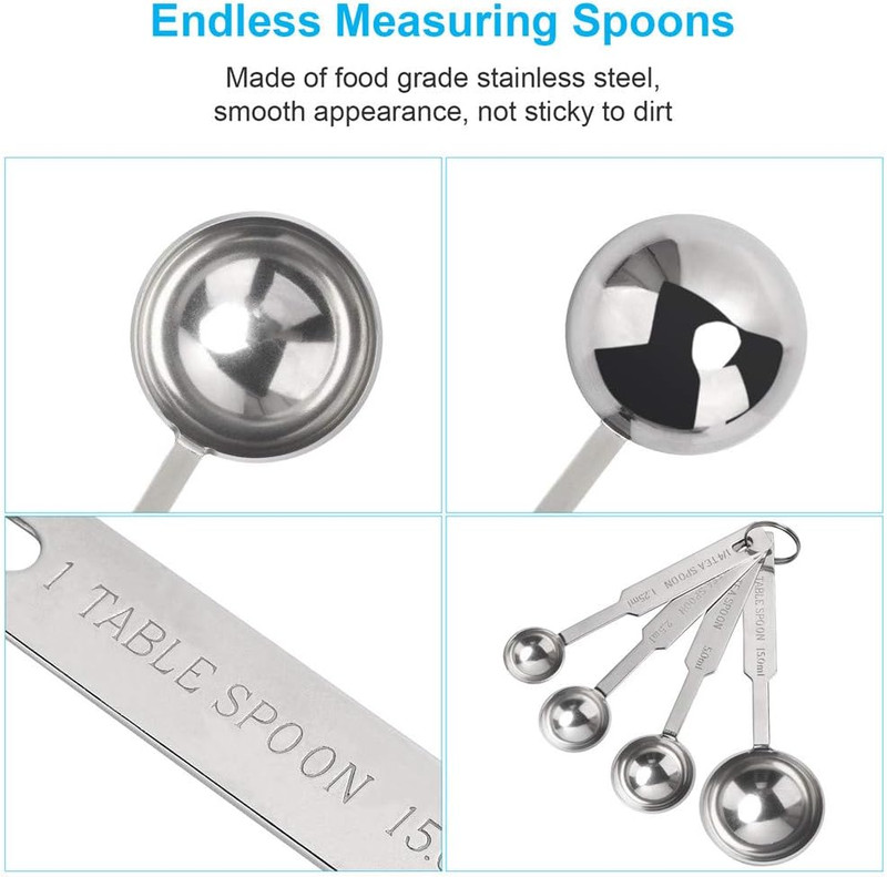 5PCS Measuring Spoons Set, Includes 1/8 Tsp, 1/4 Tsp, 1/2 Tsp, 1 Tsp, 1 Tbsp, F gallery