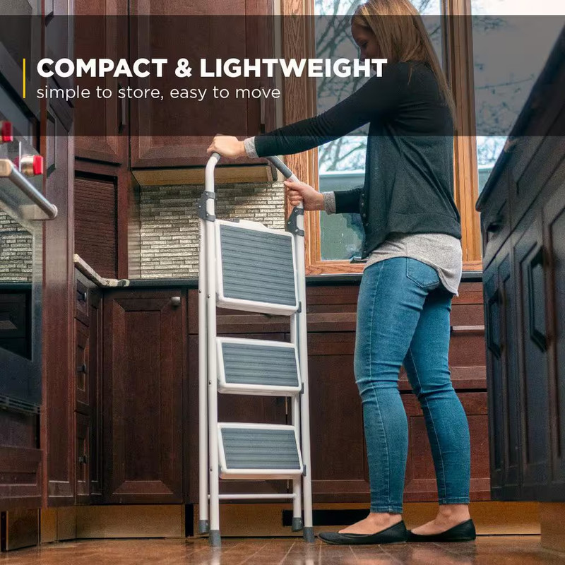 3-Step Steel Lightweight Step Stool Ladder 225 lbs. Load Capacity Type II Rating gallery