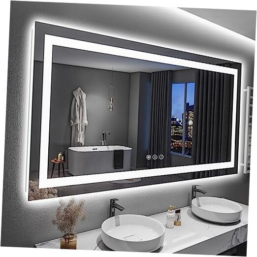 60x36 Inch LED Bathroom Mirror with Lights Front 60"L x 36"W Backlit+front Lit gallery