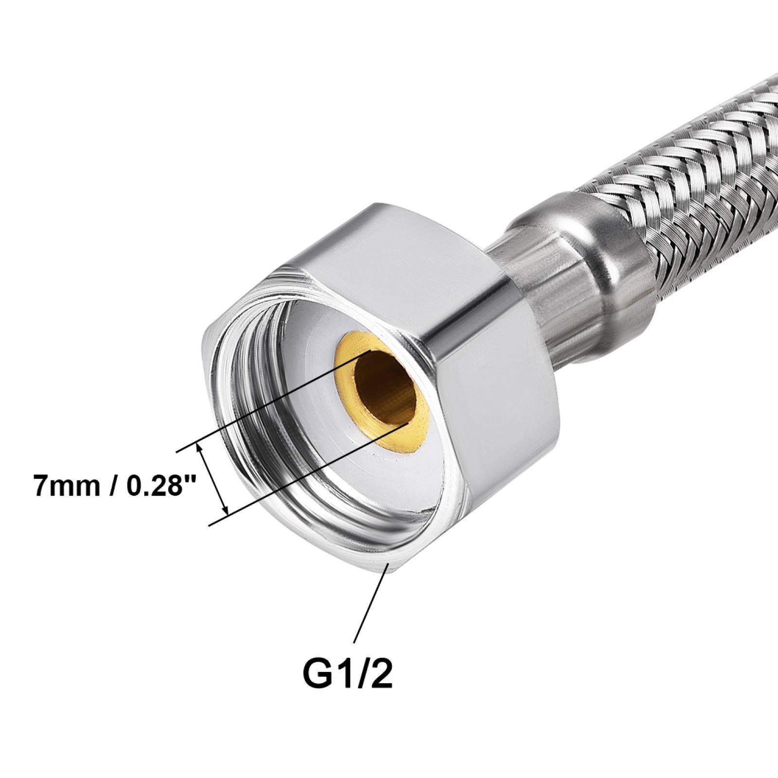 Faucet Supply Line Connector G1/2 Female x 1/8NPT Male 59" Long SUS304 Hose 2Pcs gallery