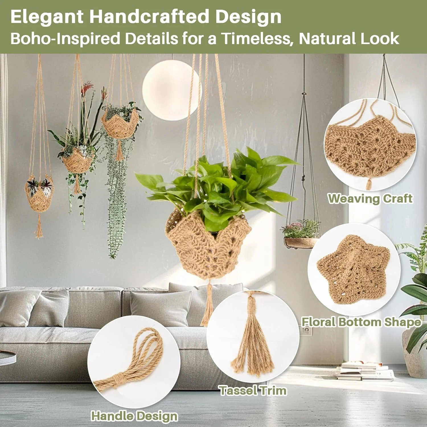 RAINFLOW Macrame Plant Hangers Indoor - 2 Packs Hanging Planters for Indoor Plan gallery