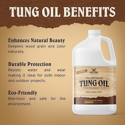 Tung Oil - Biodegradable - All Natural - Premium Wood Finishing Oil - 1 Gallon - gallery