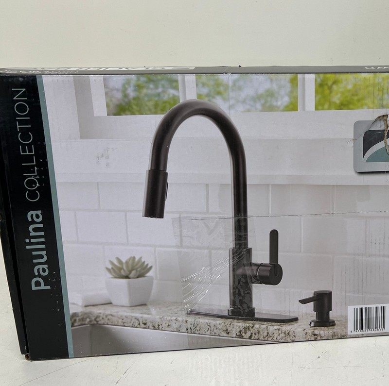 Glacier Bay Paulina Single-Handle Pull-Down Kitchen Faucet Soap Disp Matte Black gallery