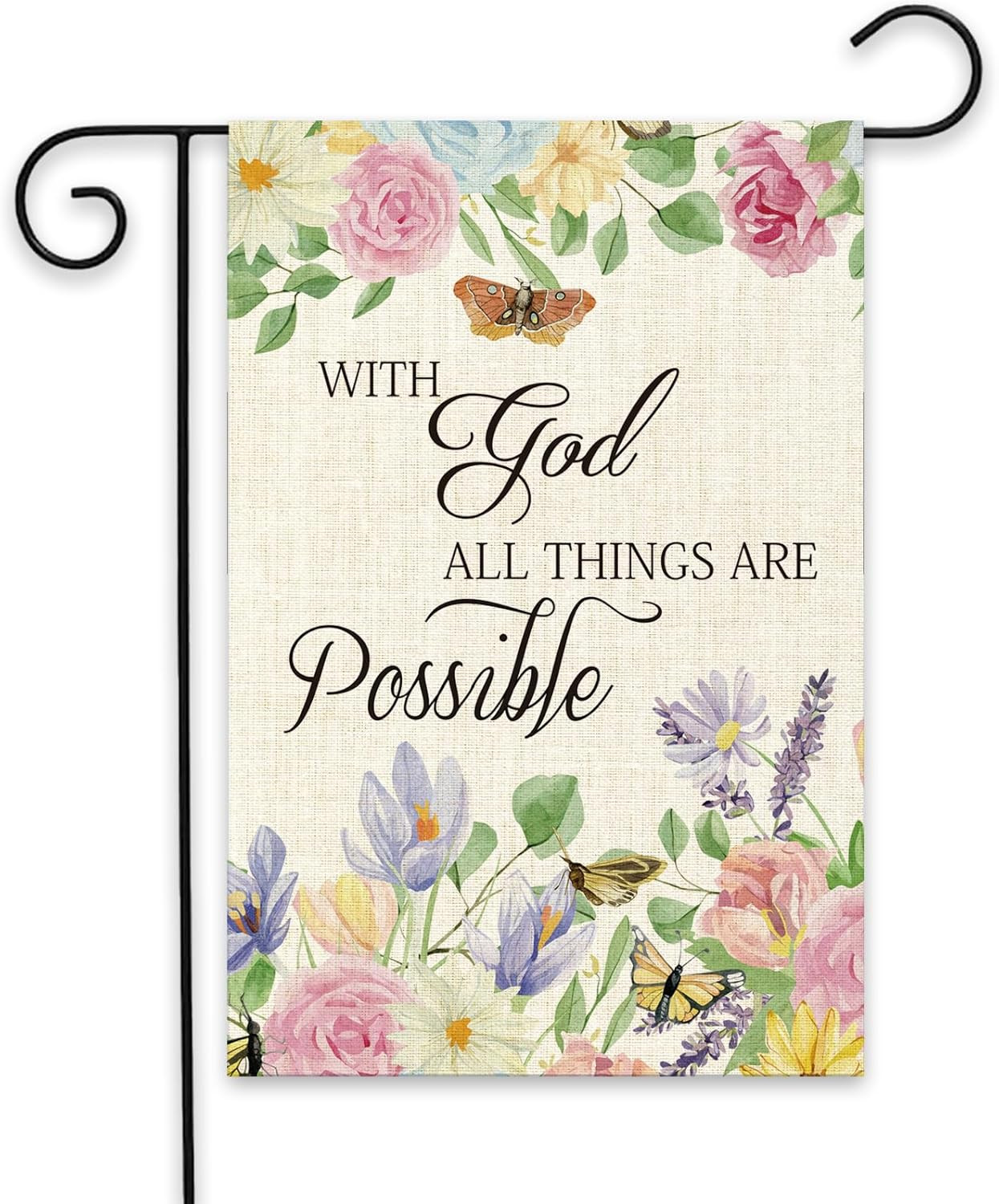 With God All Things Are Possible Garden Flag - Spring Summer Fall Home Decorativ gallery