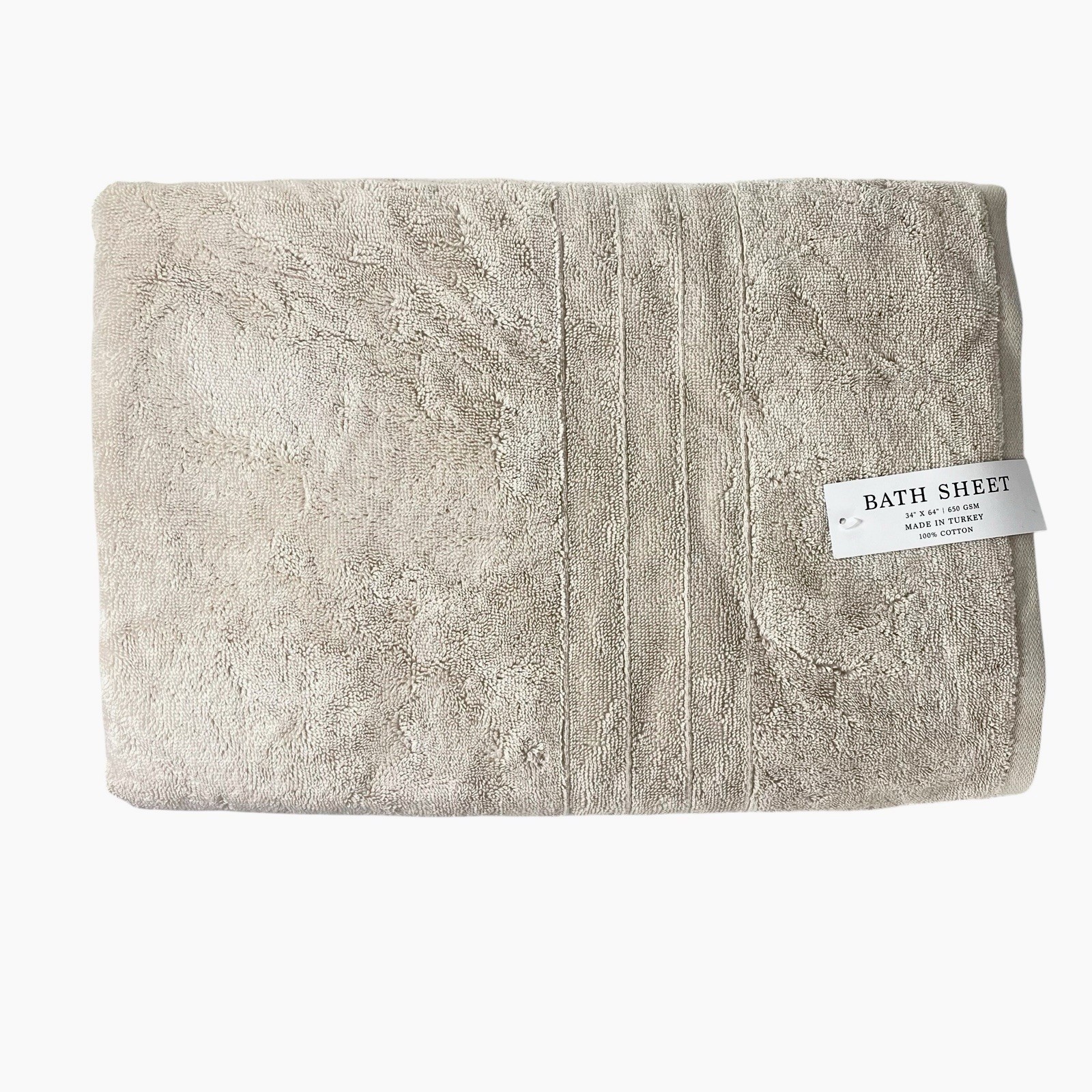 NEW Hotel Collection Turkish Bath Sheet & Bath Towel Beige 100% Cotton Set of 2 gallery