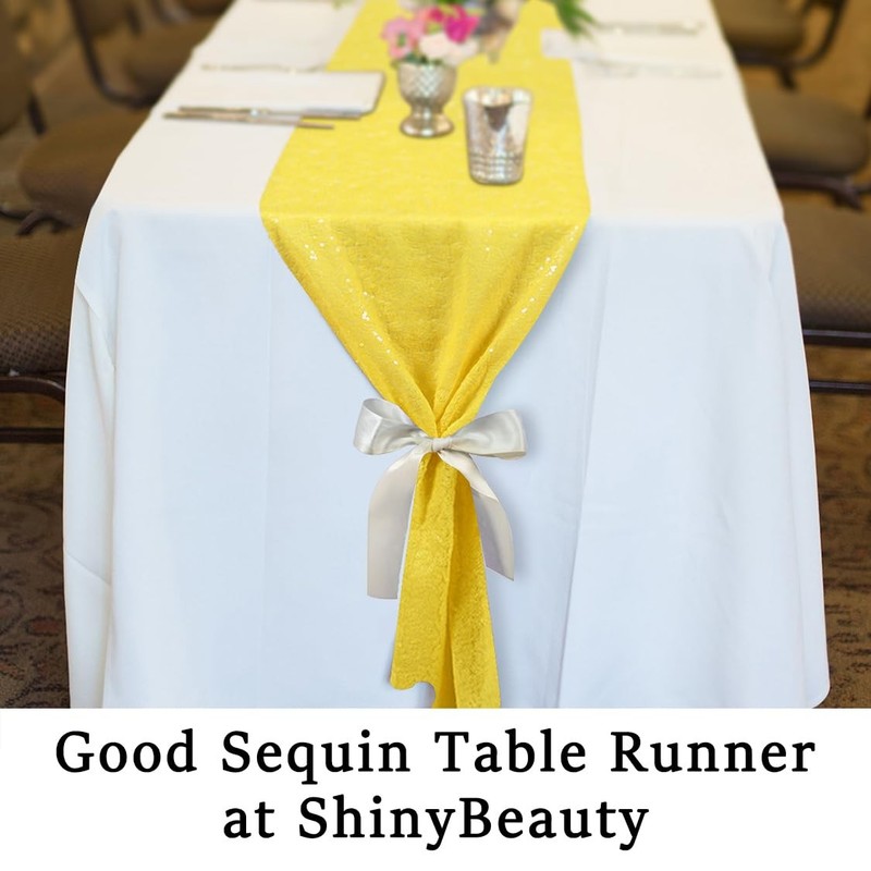 Yellow Sequin Table Runner - 12x108 Inch Glitter Table Cloth for Baby Showers... gallery