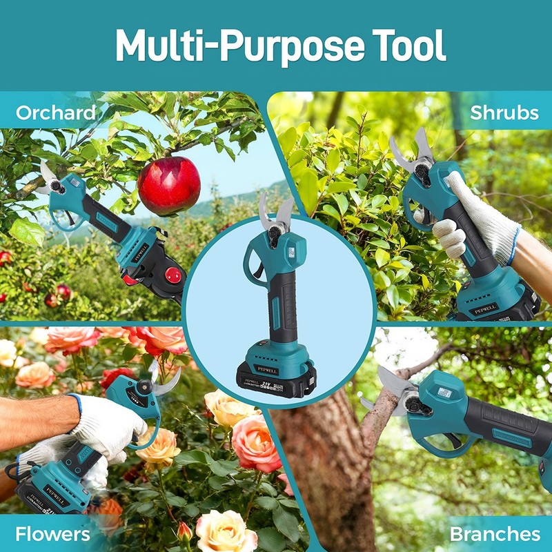 2-in-1 Pole Pruning Shear Cordless Tree Pruner w/ LCD Display for Tree Trimming gallery
