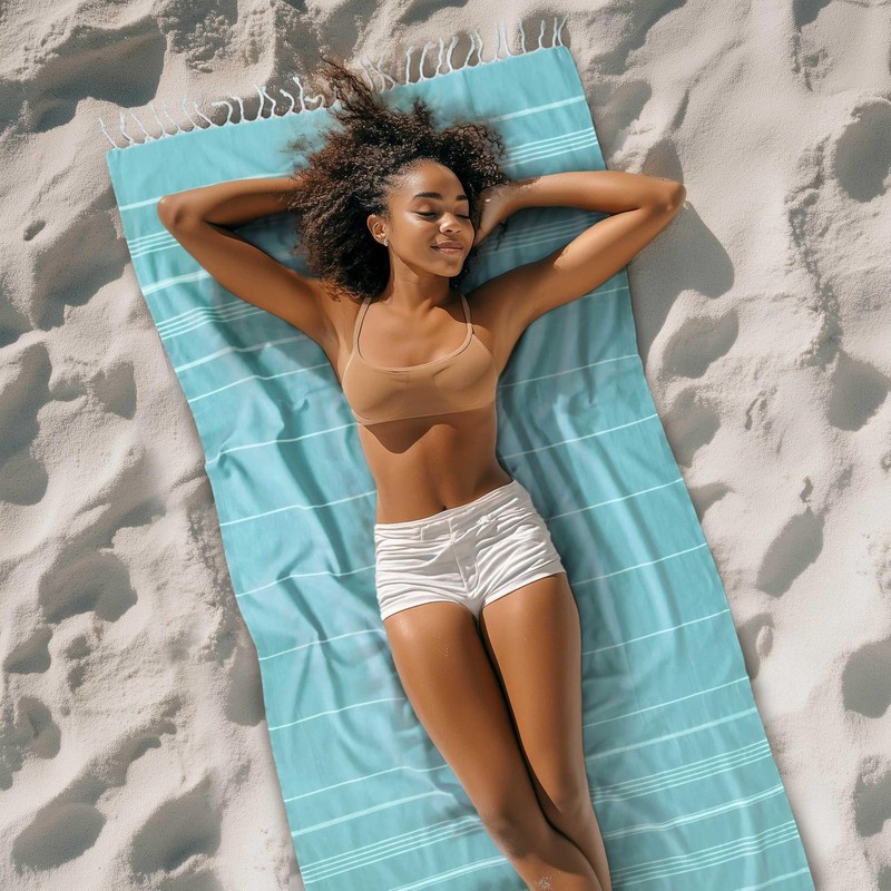 Cacala Lightweight and Thin Turkish Beach Towel 100% Cotton Sand-Free and Qui... gallery