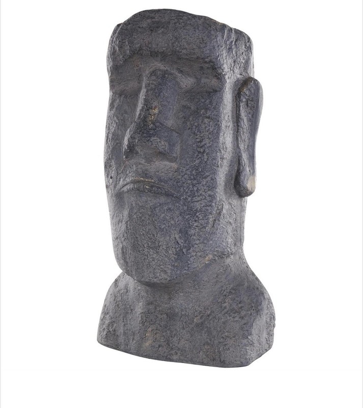 UMA Black Magnesium Oxide Easter Island Head Distressed Textured Sculpture NIB gallery