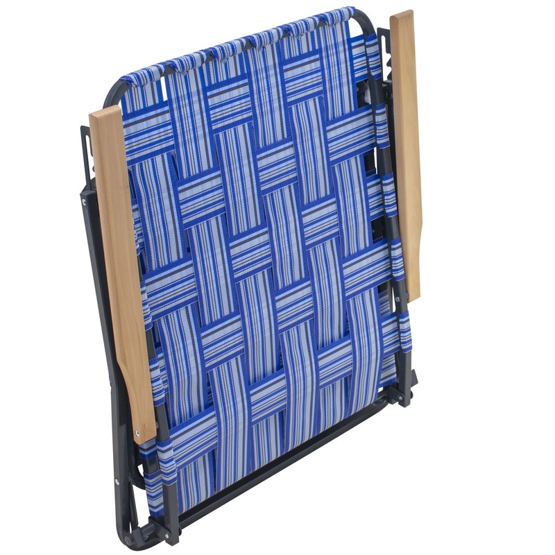 Garden Elements Steel Folding Grey Patio/Camping Chair w/Blue Woven Fabric, 2 Pk gallery