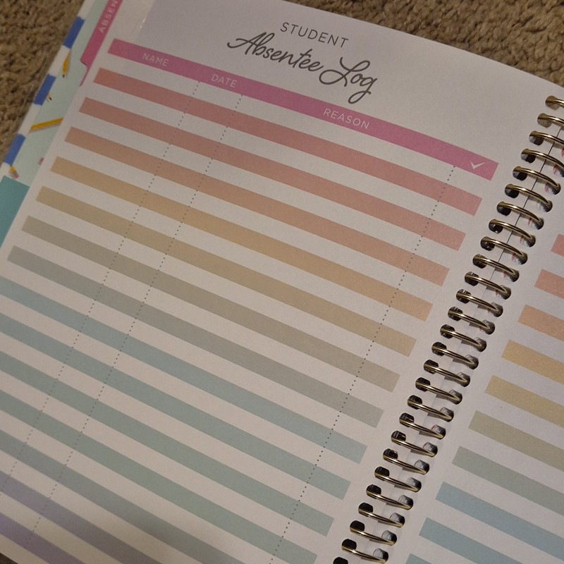 12-Month Teacher Planner Multicolor Spiral Bound Tabs Stickers gallery