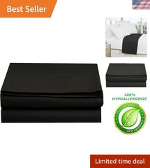 Hotel Quality Black Microfiber Flat Sheet – Queen Size, Stain-Resistant