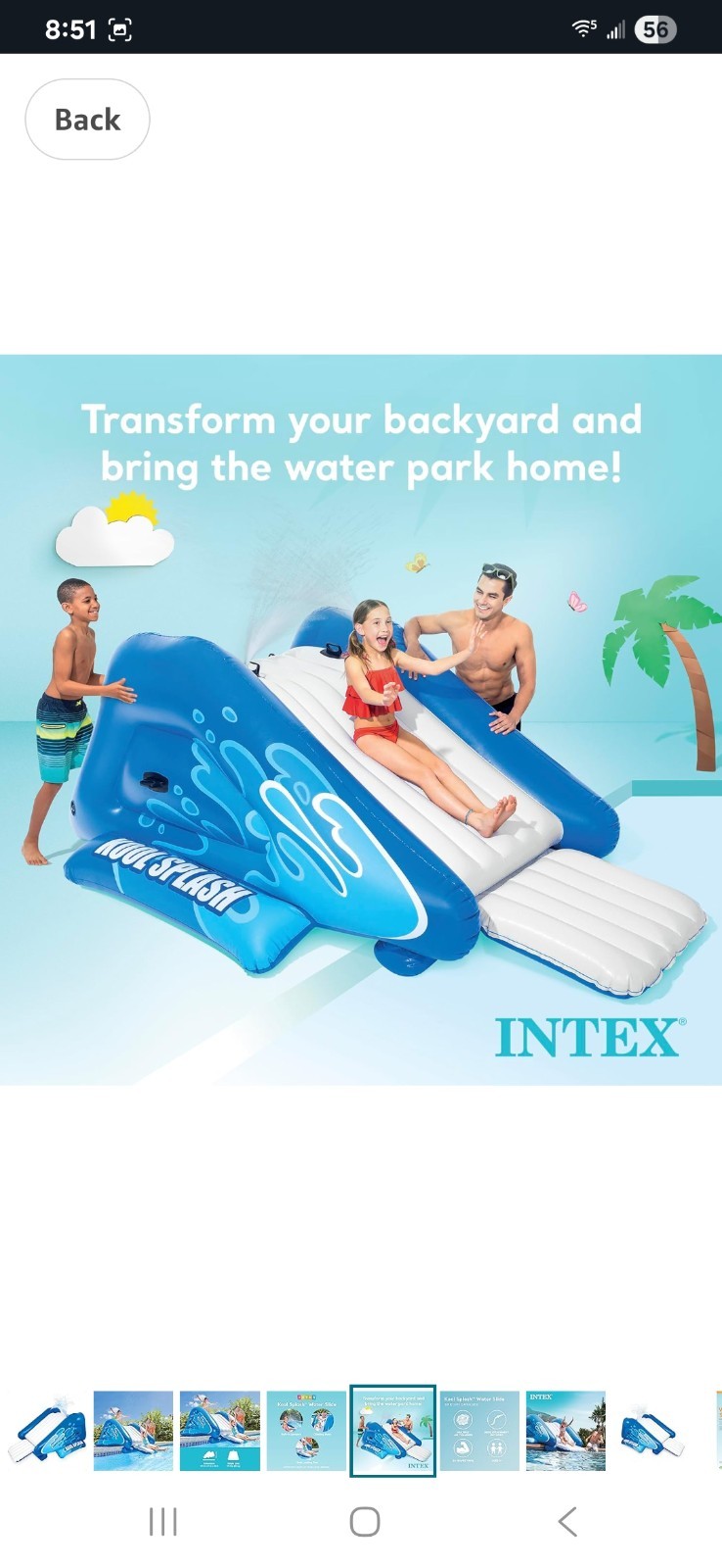 Intex Kool Splash Inflatable Swimming Pool Water Slide - Blue/White (58849EP) gallery
