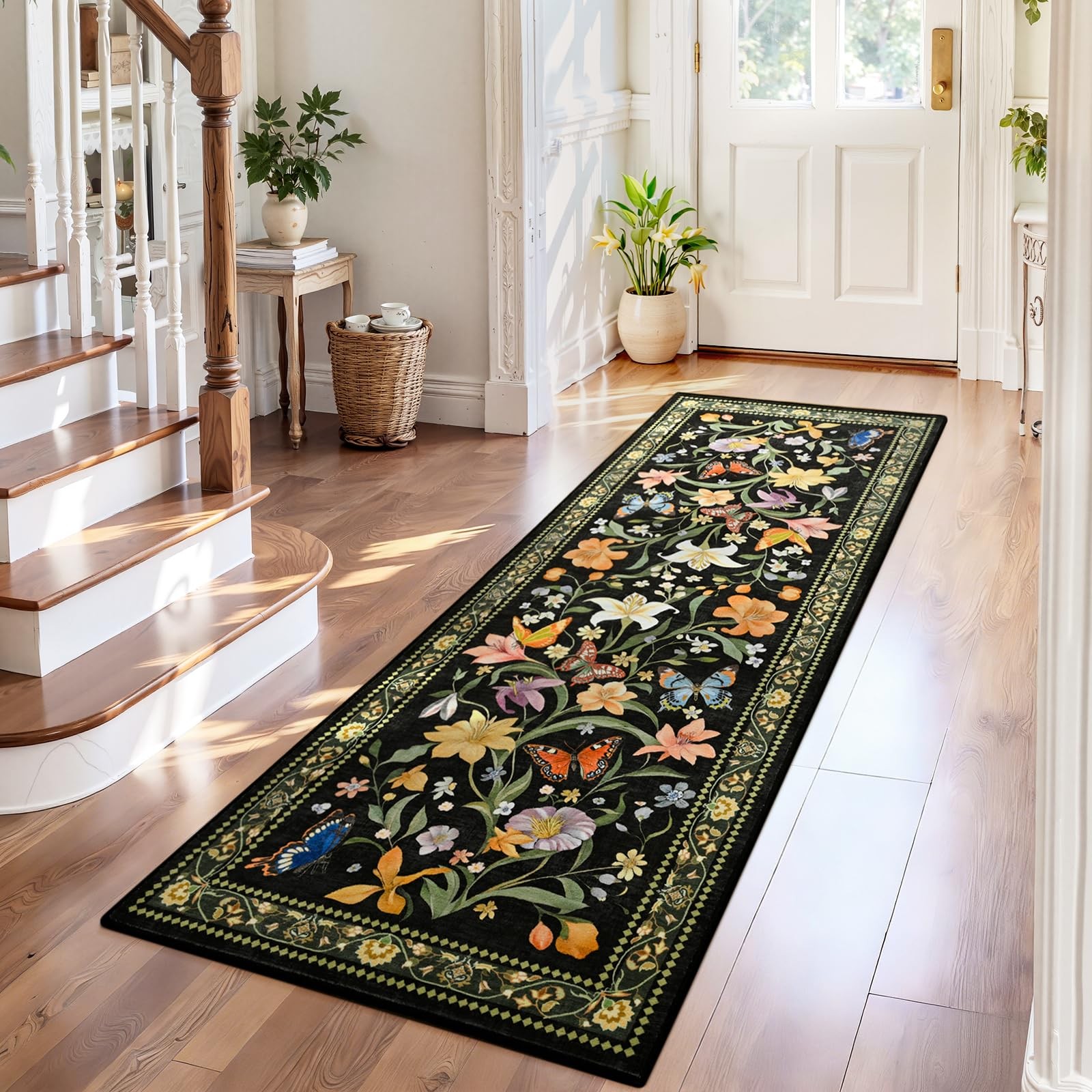2x6 Runner Rug for Hallways Non Slip, Washable 2' x 6' (Rectangular), Black gallery