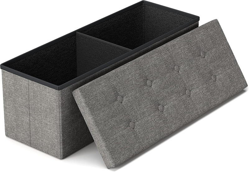 43.3 Inches Folding Storage Ottoman Bench Storage Chest Footrest for Bedroom, En gallery
