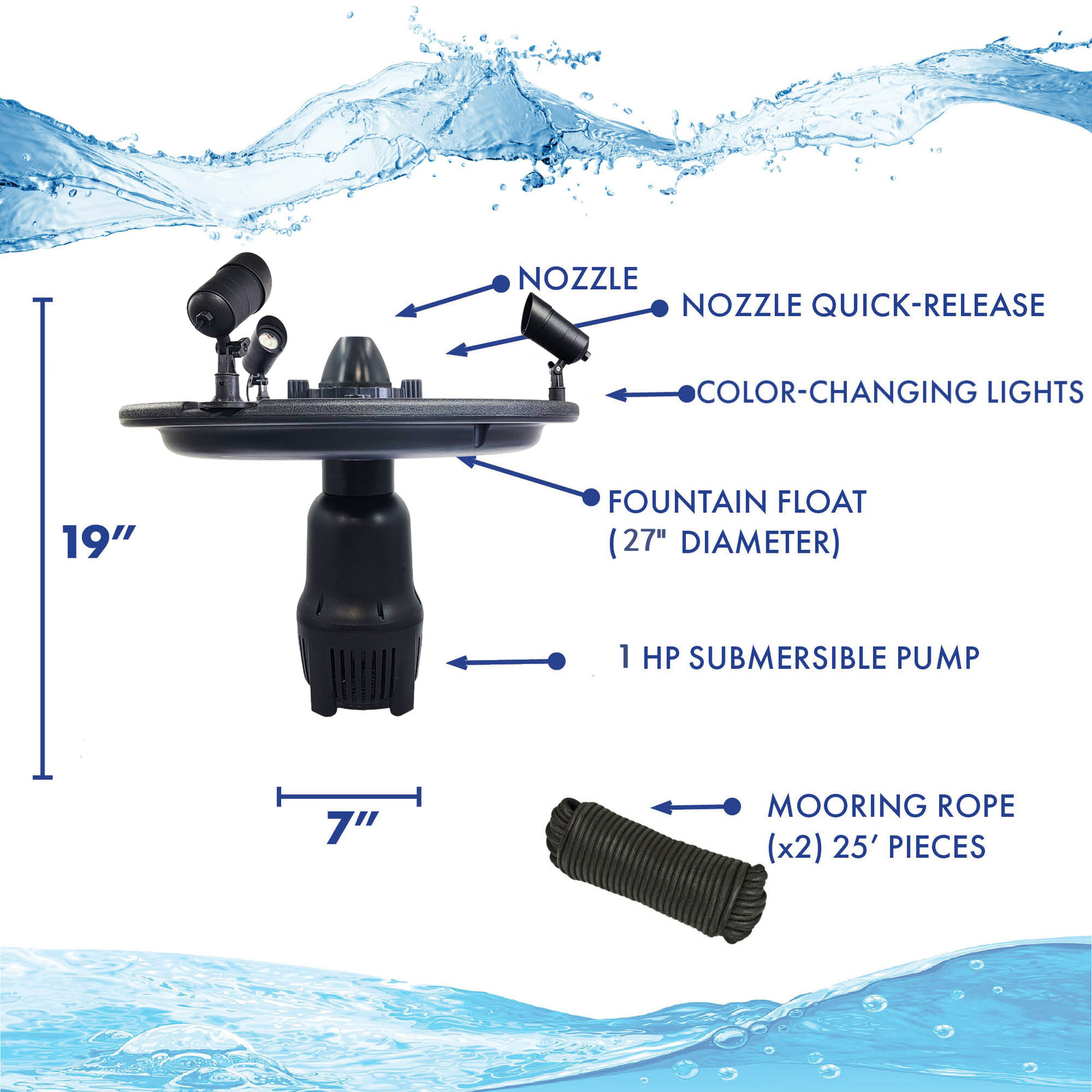 HALF OFF PONDS VXF Aerating Pond & Lake Fountain - 1 Horse Power Pump | 120V | gallery