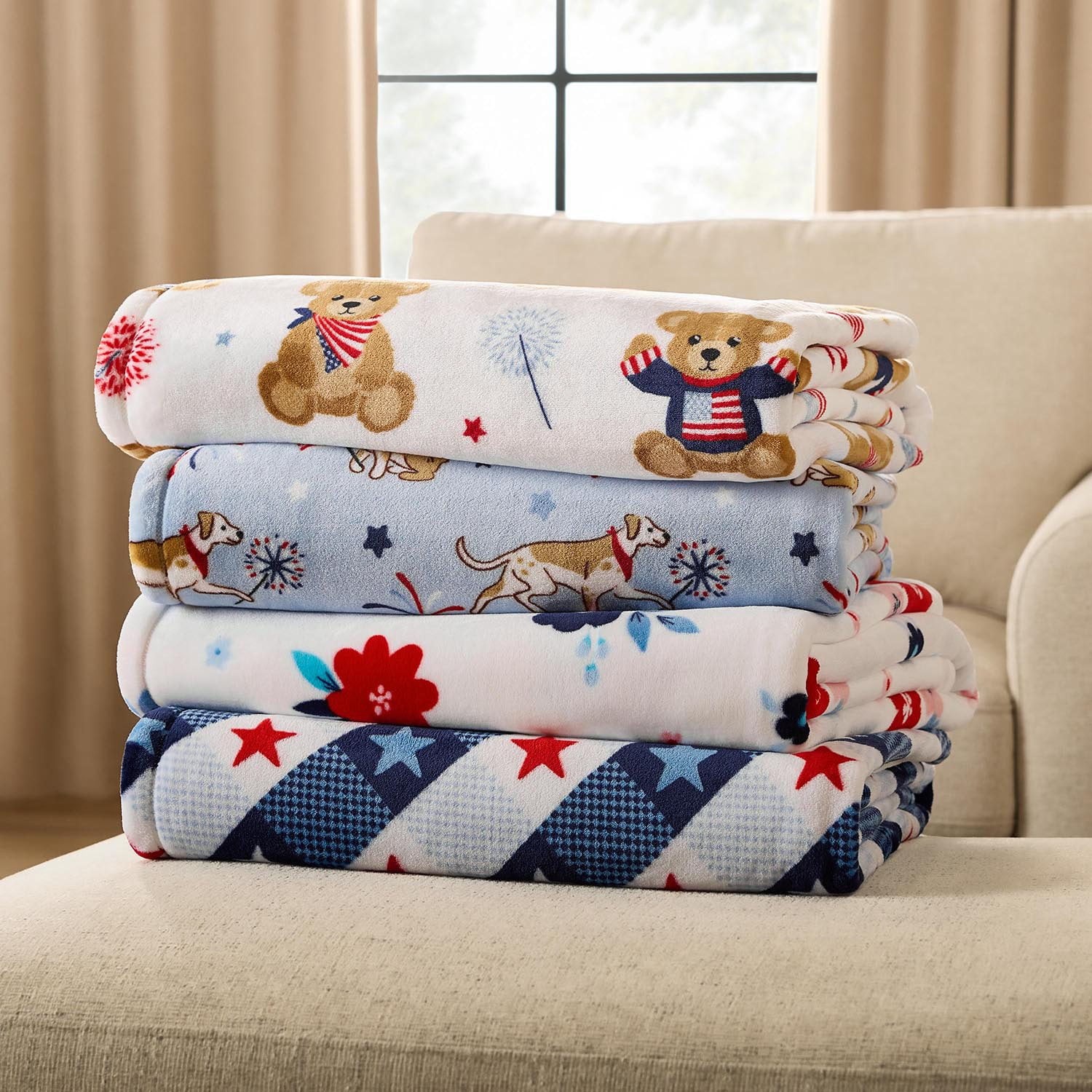 Member’s Mark Red, White & Blue Lounge Throw 60" x 70", Americana Teddy gallery