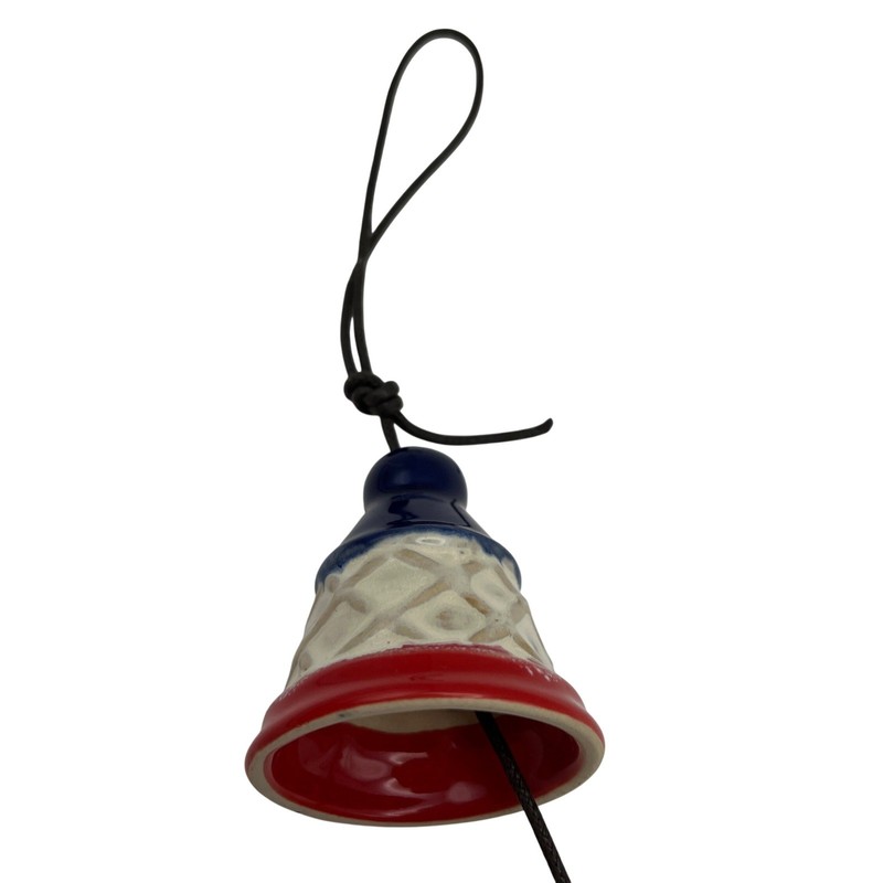 Nautical Ceramic Wind Chime Red White Blue Tiered Bells with Anchor Cottagecore gallery