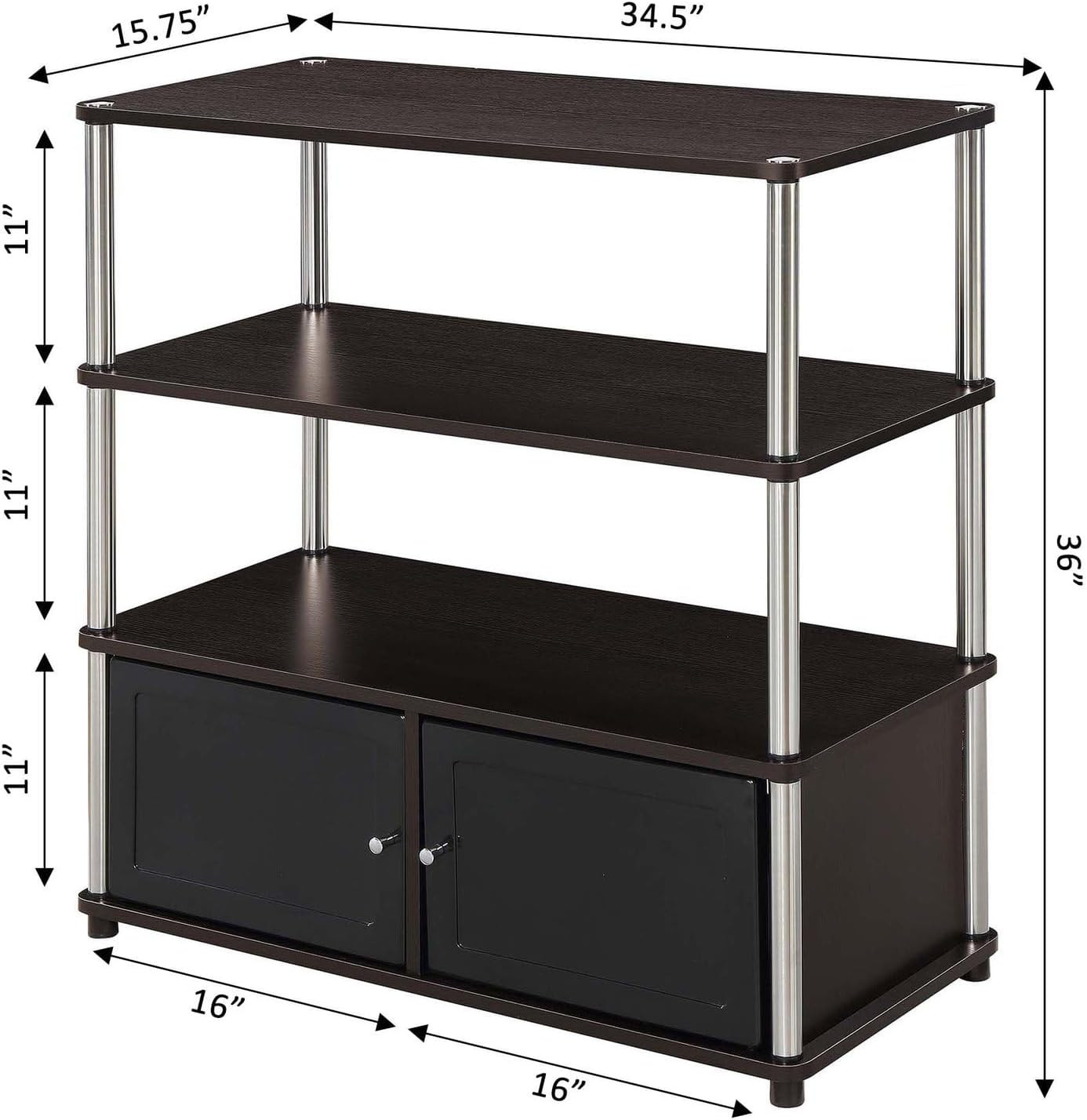 Designs2Go Highboy TV Stand with Storage Cabinets and Shelves for Tvs up to 40 I gallery