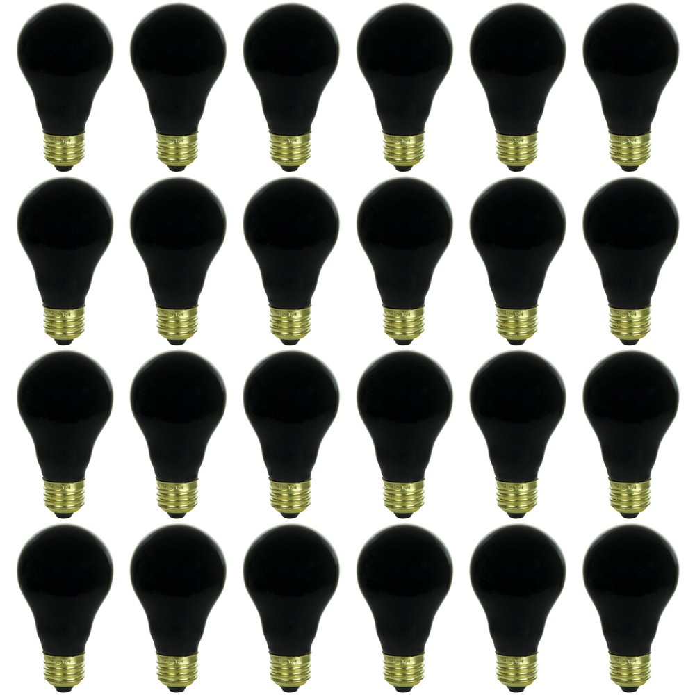 Sunlite 75 Watt A19 Black Light Light Bulb, Medium Base, Ceramic, 24 Pack