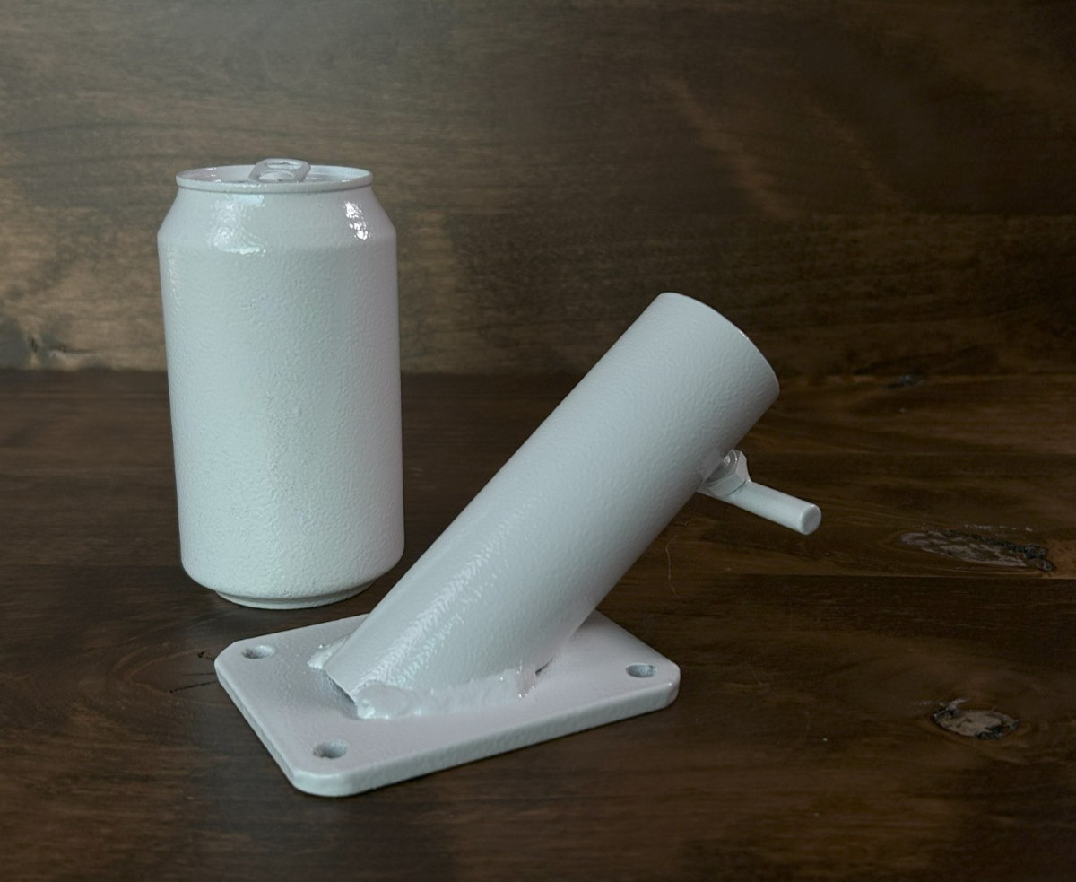 Crinkle White Powder Coated Flag Pole Wall Mount Bracket gallery