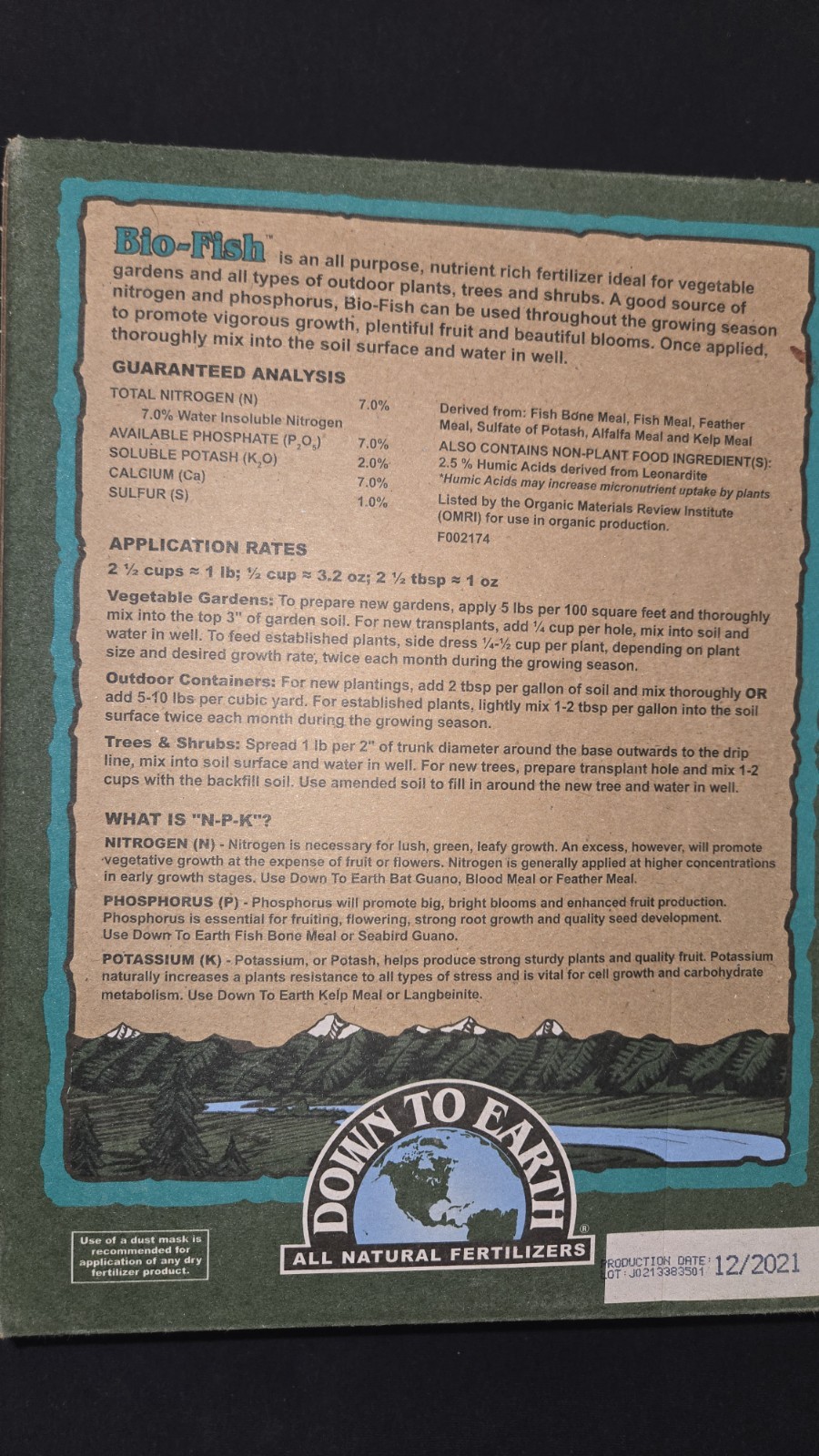 Down to Earth Bio-Fish Organic Fertilizer 7-7-2 OMRI Listed Powder 5 lb gallery