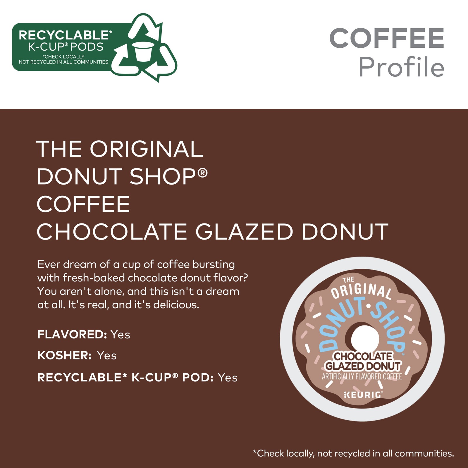 The Original Donut Shop Coffee Chocolate Glazed Donut K-Cup Pods, 72 Count gallery