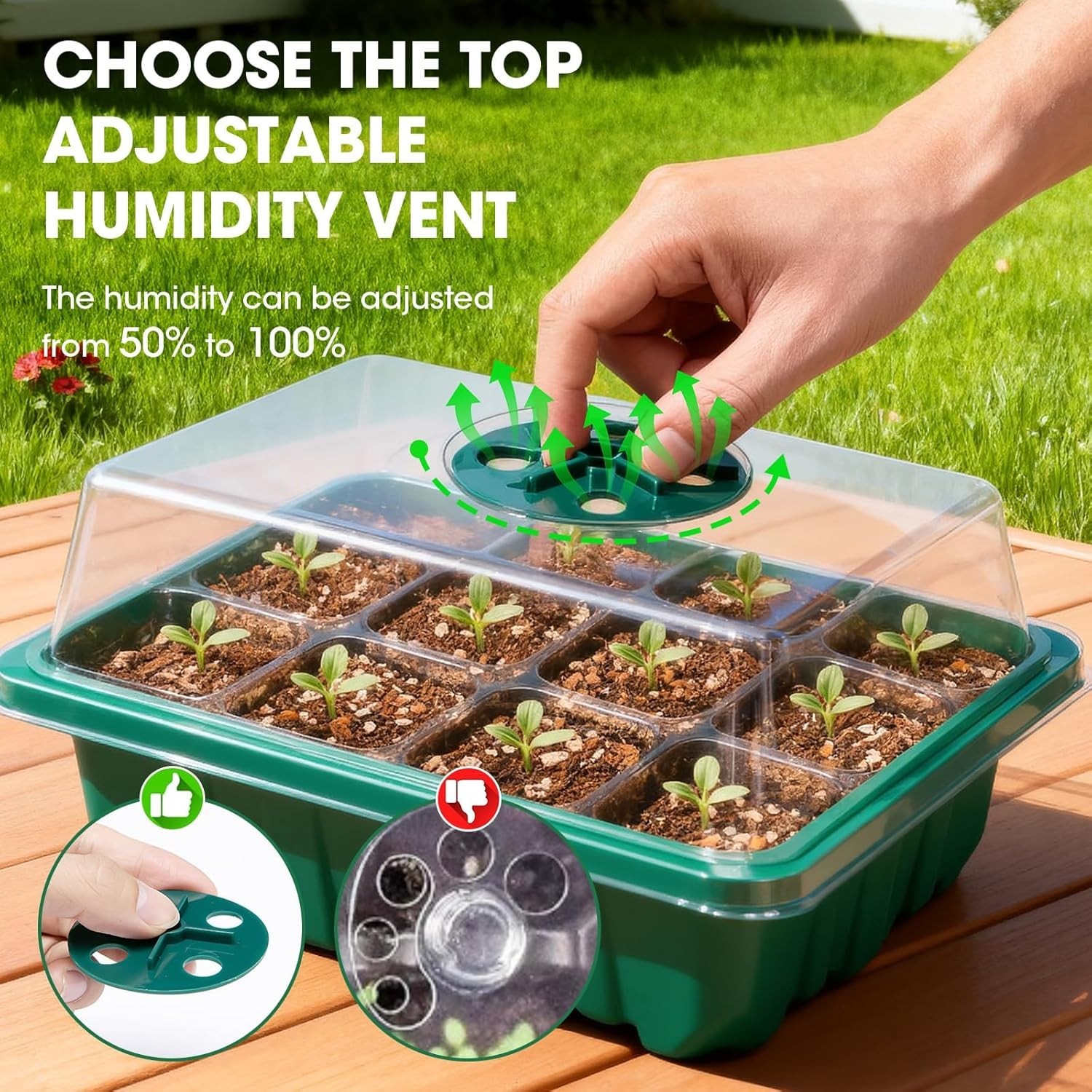 5 Pack Seed Starter Trays with Humidity Domes Transparent Propagation Kit gallery