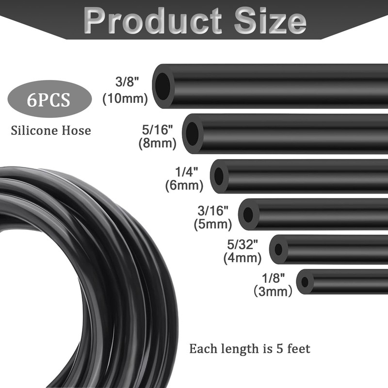 Multipurpose Vacuum Line Kit, 5Ft 6PCS 5 feet x 1/8 inch to 3/8 inch, 119PCS gallery