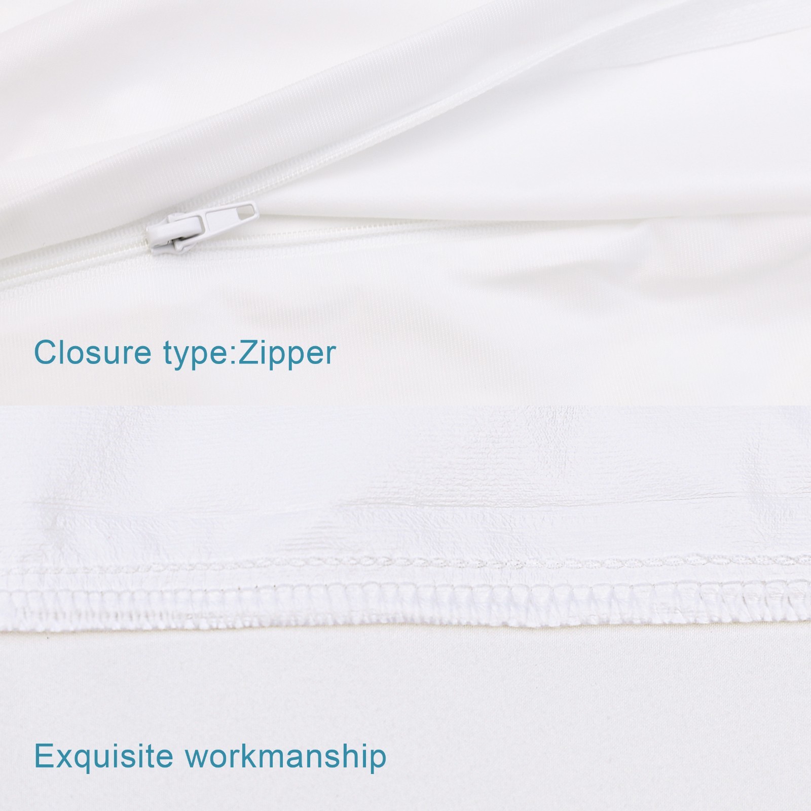 4 Pc Waterproof Pillow Covers with Zipper, All Size White Pillow Protectors, gallery