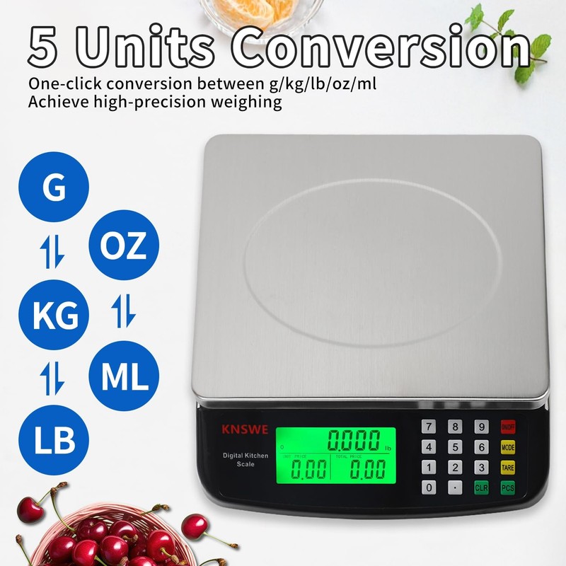 Large Kitchen Scale Black 40KG/88LB Commercial Food Scales Digital Weight for Co gallery
